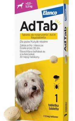 Elanco AdTab Tabletka na kleszcze i pchły 112.5mg dla psa o wadze 2.5kg-5.5kg op. 1szt.