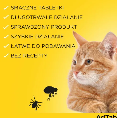 Elanco AdTab Tabletka na kleszcze i pchły 12mg dla kota o wadze 0.5kg-2kg op. 1szt.
