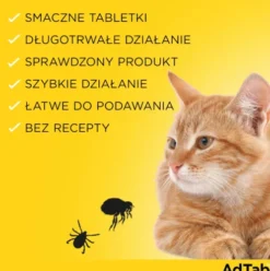 Elanco AdTab Tabletka na kleszcze i pchły 12mg dla kota o wadze 0.5kg-2kg op. 1szt. Pakiet 3szt.