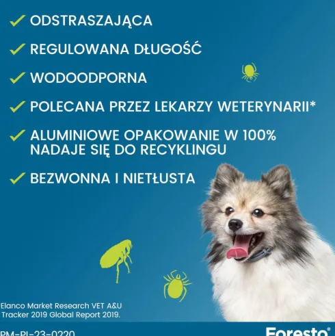 Elanco Foresto Obroża na kleszcze i pchły dla psa i kota poniżej 8kg dł. 38cm