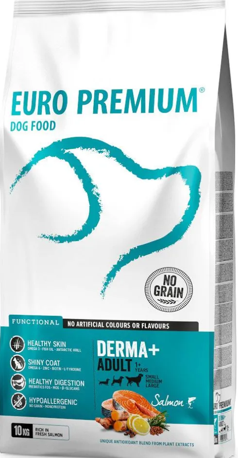Euro Premium Adult Small Derma+ Łosoś Sucha Karma dla psa op. 10kg