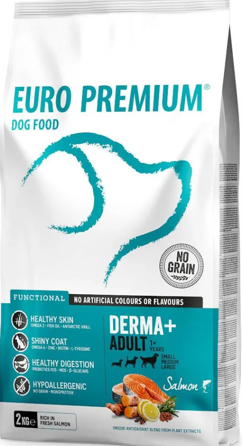 Euro Premium Adult Small Derma+ Łosoś Sucha Karma dla psa op. 2kg