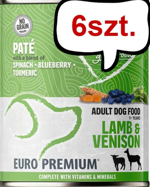 Euro Premium Pate Adult Lamb&Venison Mokra Karma dla psa op. 400g Pakiet 6szt.