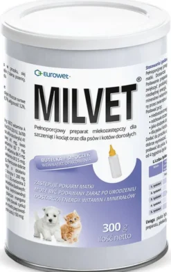 Eurowet Mleko w proszku Milvet dla szczeniąt i kociąt op. 300g