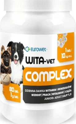 Eurowet Preparat Witaminowy Wita-Vet Complex Ca/P1.3 dla psa op. 80 tabletek