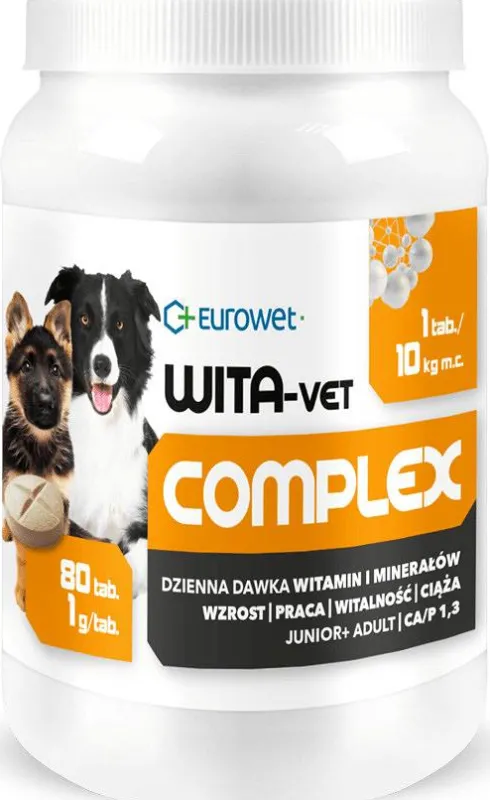Eurowet Preparat Witaminowy Wita-Vet Complex Ca/P1.3 dla psa op. 80 tabletek