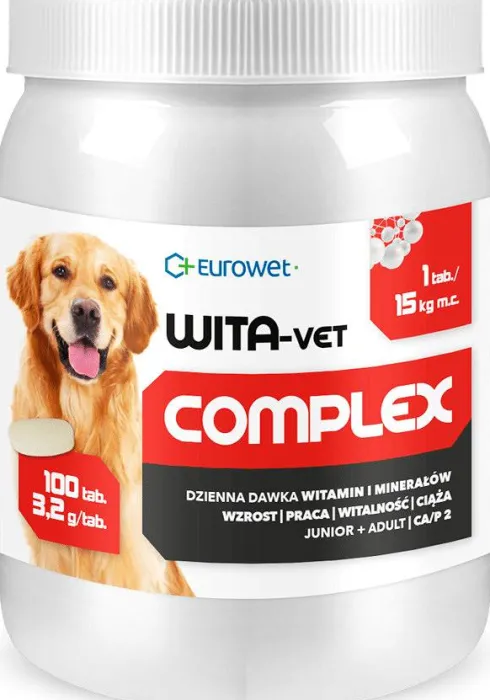 Eurowet Preparat Witaminowy Wita-Vet Complex Ca/P2 dla psa op. 100 tabletek