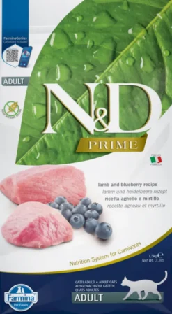Farmina N&D Prime Adult Lamb&Blueberry Sucha Karma dla kota op. 1.5kg
