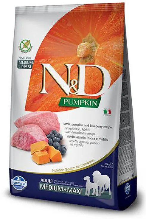 Farmina N&D Pumpkin Adult Medium/Maxi Lamb&Blueberry Sucha Karma dla psa op. 2x12kg MEGA-PAK