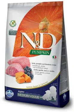 Farmina N&D Pumpkin Puppy Medium/Maxi Lamb&Blueberry Sucha Karma dla szczeniaka op. 12kg