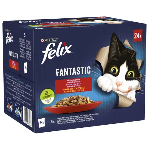 Felix Fantastic Adult Wiejskie smaki w galaretce Mokra Karma dla kota op. 24x85g