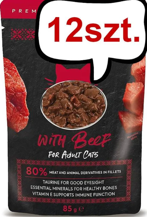 Fitmin For Life Cats Adult with Beef Mokra Karma dla kota op. 85g Pakiet 12szt.