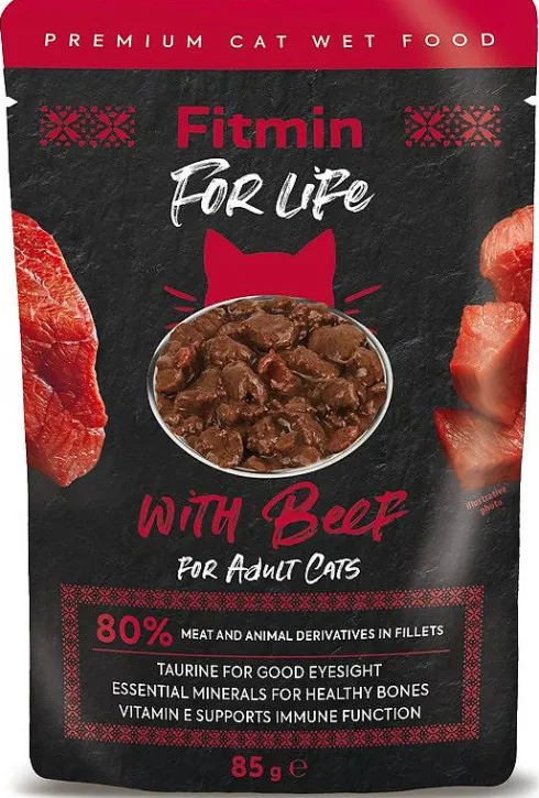 Fitmin For Life Cats Adult with Beef Mokra Karma dla kota op. 85g Pakiet 12szt.