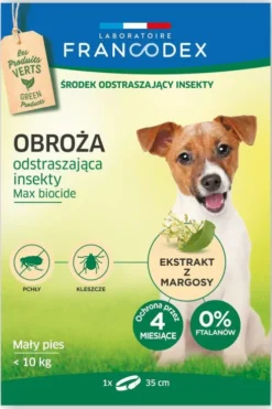 Francodex Obroża na kleszcze i pchły dla psa poniżej 10kg dł. 35cm