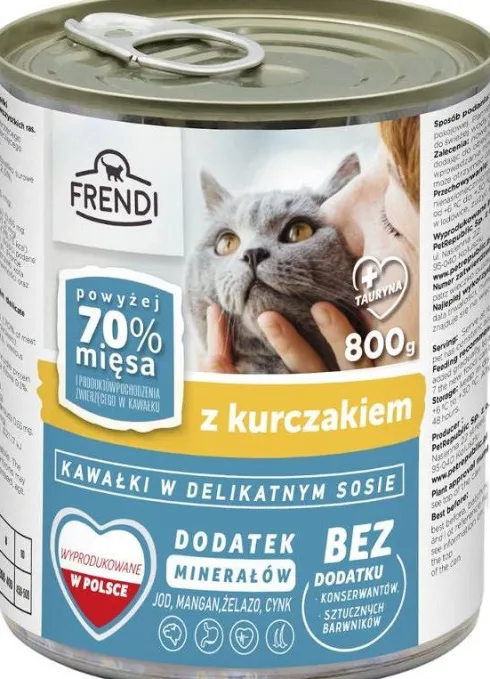 Frendi Kawałki z Kurczakiem w Delikatnym Sosie Mokra Karma dla kota op. 800g Pakiet 8szt.