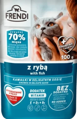 Frendi Kawałki z Rybą w Delikatnym Sosie Mokra Karma dla kota op. 100g Pakiet 24szt.