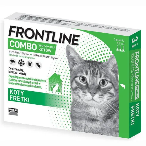 FRONTLINE COMBO Spot On Krople na kleszcze i pchły dla kota op. 3 pipety