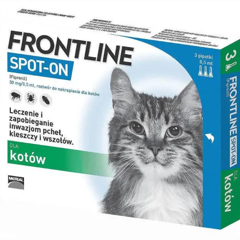 FRONTLINE Spot On Krople na kleszcze i pchły dla kota op. 3 pipety