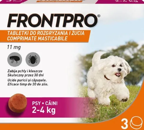 Frontpro Tabletka na kleszcze i pchły S 11.3mg dla psa o wadze 2kg-4kg op. 3szt.
