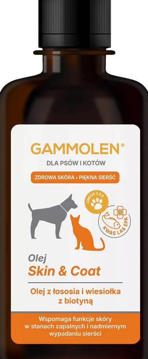 Gammolen Skin&Coat Olej z łososia i wiesiołka dla psa i kota poj. 250ml
