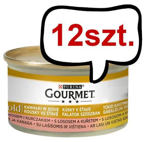 Gourmet Gold Adult Łosoś z kurczakiem w sosie Mokra Karma dla kota op. 85g Pakiet 12szt