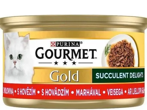 Gourmet Gold Adult Succulent Delights Wołowina w sosie Mokra Karma dla kota op. 85g Pakiet 12szt.