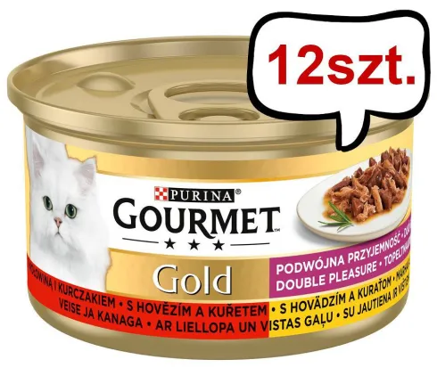 Gourmet Gold Adult Wołowina i kurczak w sosie Mokra Karma dla kota op. 85g Pakiet 12szt