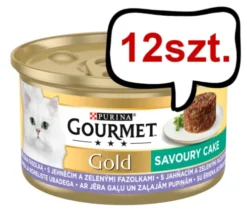 Gourmet Gold Savoury Cake Jagnięcina z zieloną fasolą Mokra Karma dla kota op. 85g Pakiet 12szt