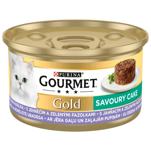 Gourmet Gold Savoury Cake Jagnięcina z zieloną fasolą Mokra Karma dla kota op. 85g Pakiet 12szt
