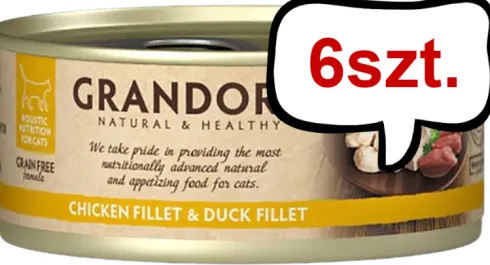 Grandorf Adult Chicken&Duck Fillet Mokra karma dla kota op. 70g Pakiet 6szt.