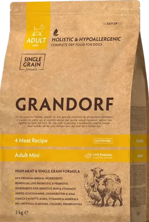 Grandorf Adult Mini 4 Meat Recipe Sucha Karma dla psa op. 3kg