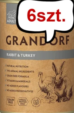 Grandorf Adult Rabbit&Turkey Mokra karma dla kota op. 400g Pakiet 6szt.