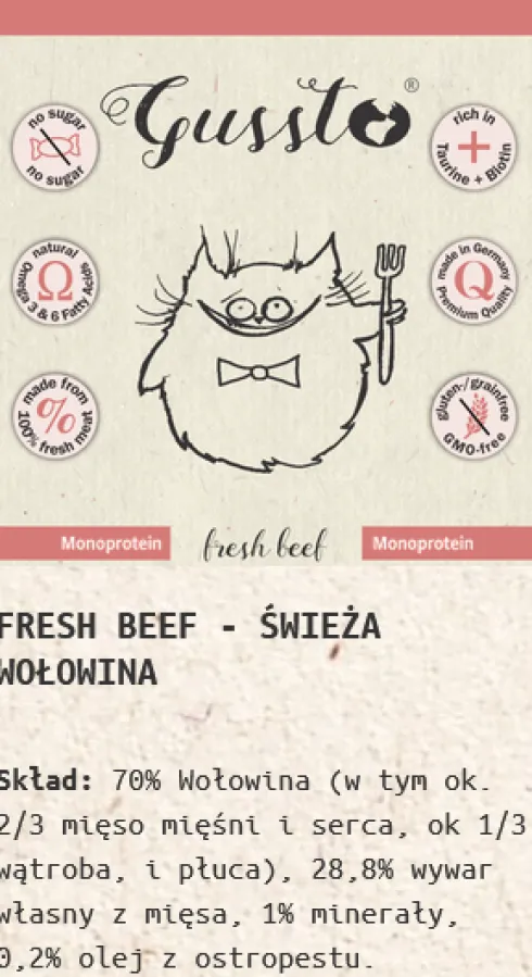 Gussto Fresh Beef Mokra Karma dla kota op. 200g