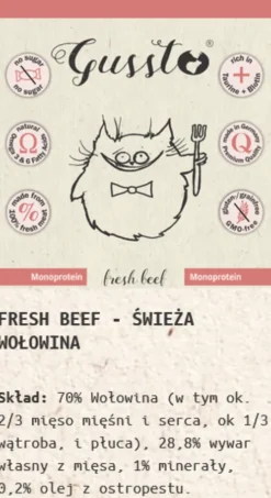 Gussto Fresh Beef Mokra Karma dla kota op. 400g Pakiet 6szt.