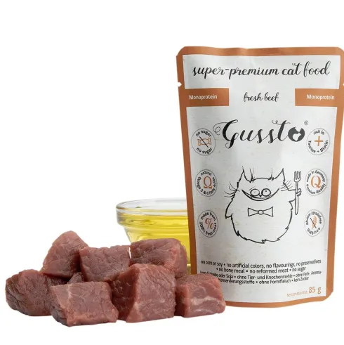 Gussto Fresh Beef Mokra Karma dla kota op. 85g Pakiet 8szt.