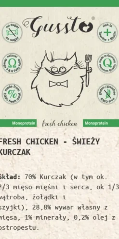 Gussto Fresh Chicken Mokra Karma dla kota op. 200g Pakiet 6szt.