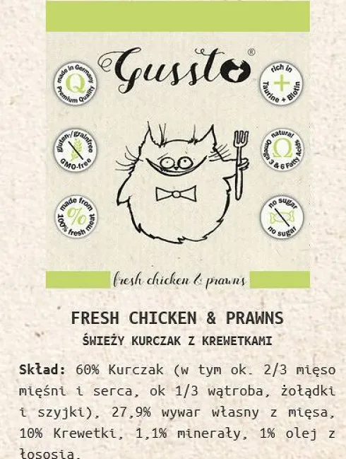 Gussto Fresh Chicken&Prawns Mokra Karma dla kota op. 400g