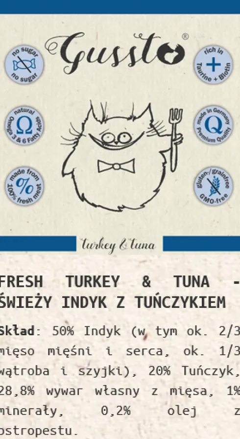 Gussto Fresh Turkey&Tuna Mokra Karma dla kota op. 400g