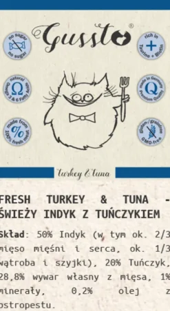 Gussto Fresh Turkey&Tuna Mokra Karma dla kota op. 85g