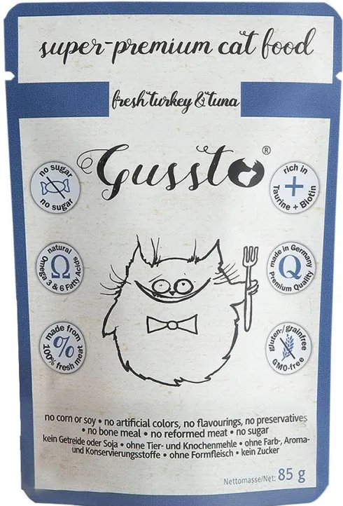 Gussto Fresh Turkey&Tuna Mokra Karma dla kota op. 85g Pakiet 8szt.