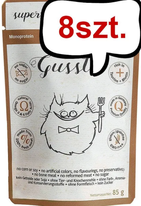 Gussto Fresh Wild Boar Mokra Karma dla kota op. 85g Pakiet 8szt.