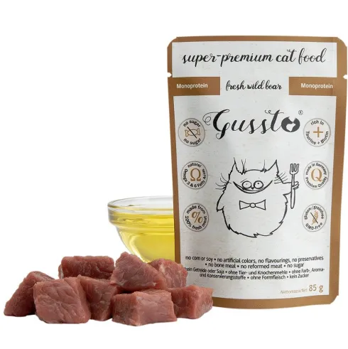 Gussto Fresh Wild Boar Mokra Karma dla kota op. 85g Pakiet 8szt.