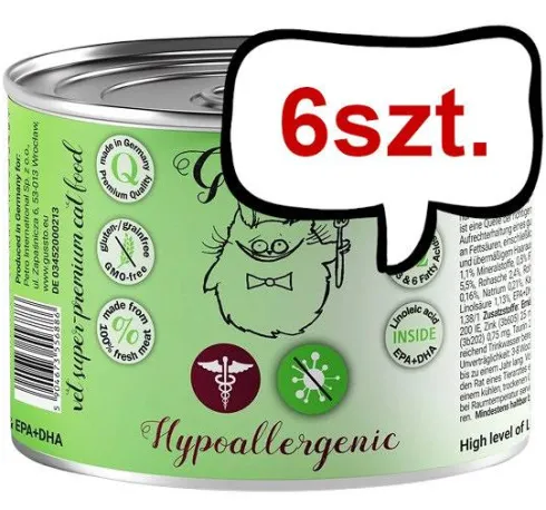 Gussto Vet Hypoallegrenic Mokra Karma dla kota op. 200g Pakiet 6szt.