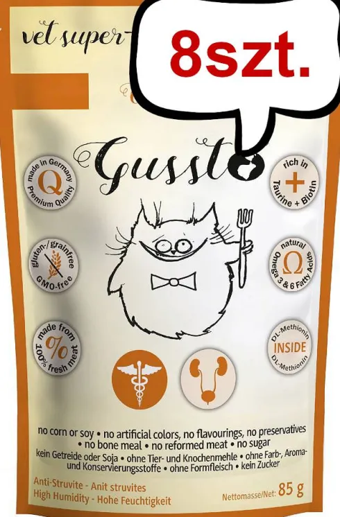 Gussto Vet Urinary Mokra Karma dla kota op. 85g Pakiet 8szt.