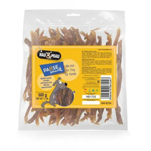 Hau&Miau Przysmak Miękkie paski mięsne z kaczki dla psa op. 500g