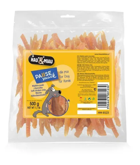 Hau&Miau Przysmak Miękkie paski mięsne z kurczaka dla psa op. 500g
