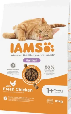 Iams Adult Hairball Fresh Chicken Sucha karma dla kota op. 10kg
