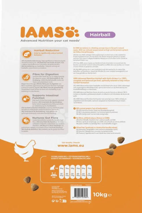 Iams Adult Hairball Fresh Chicken Sucha karma dla kota op. 10kg