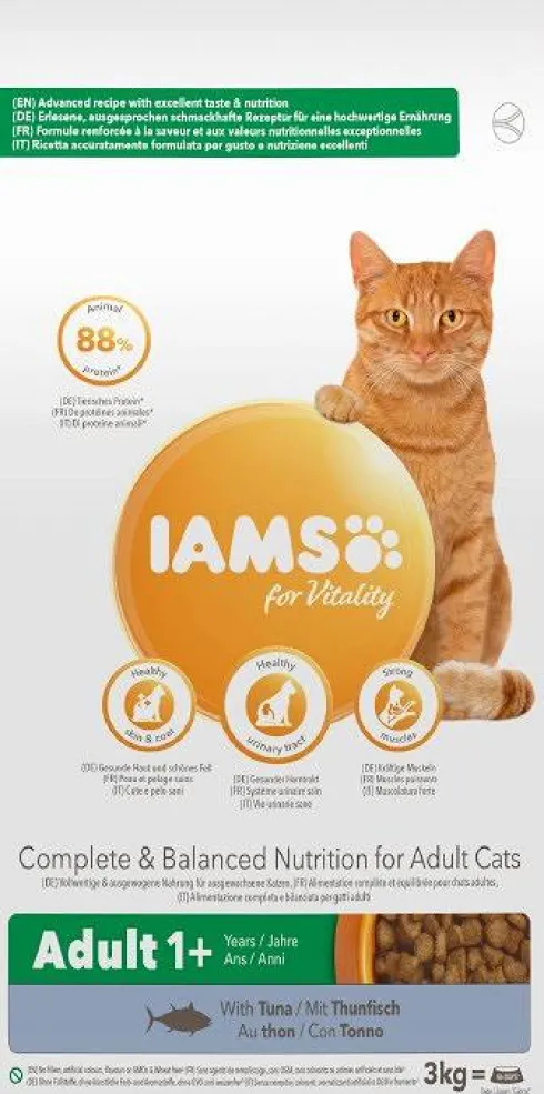Iams Vitality Adult with Tuna Sucha Karma dla kota op. 3kg