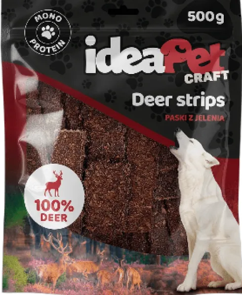 IdeaPet Craft Deer Strips Przysmak Paski z jelenia dla psa op. 500g WYPRZEDAŻ